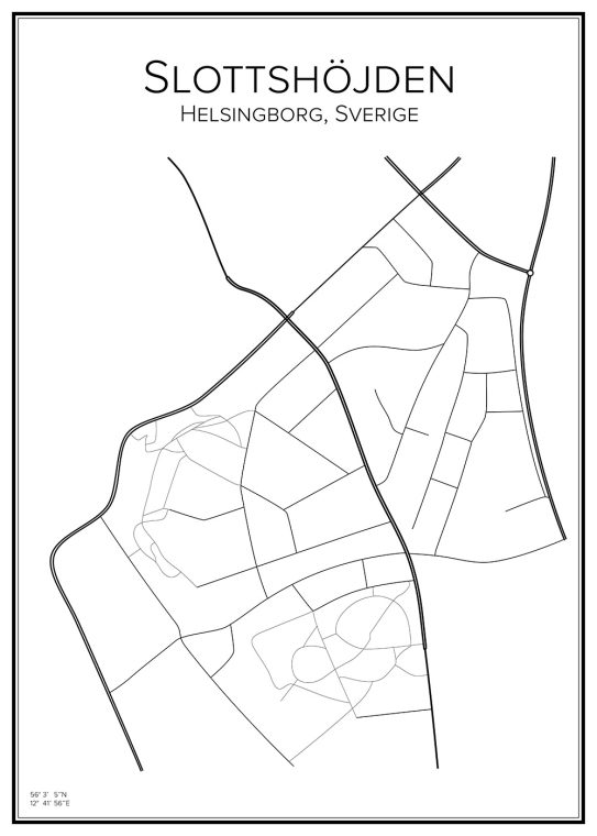 Stadskarta över Slottshöjden