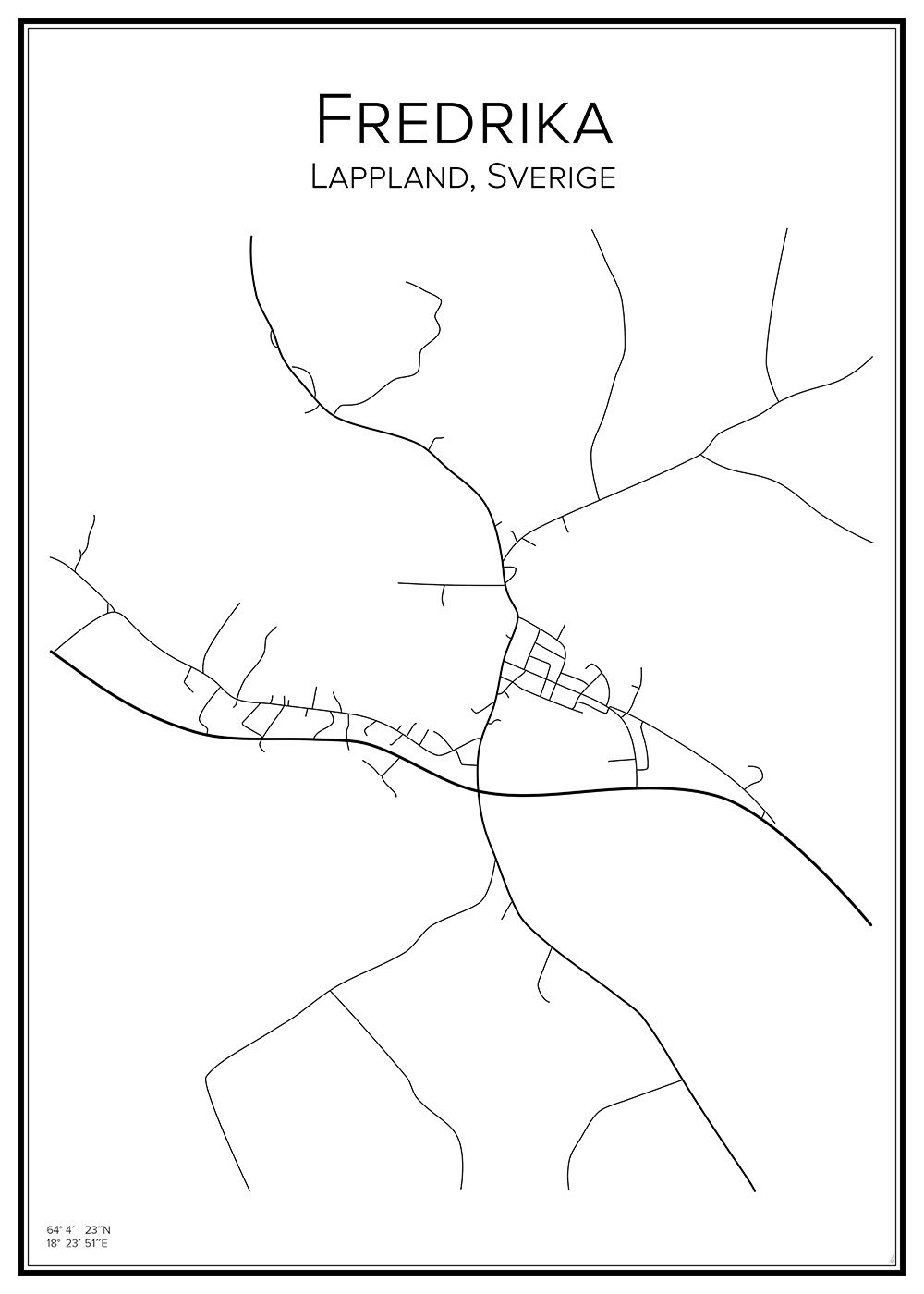 Stadskarta över Fredrika