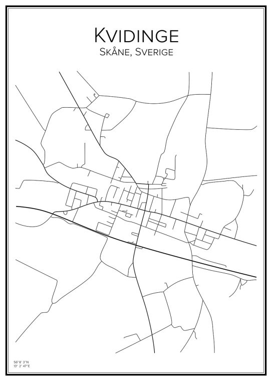 Stadskarta över Kvidinge