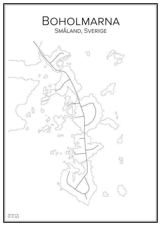Stadskarta över Boholmarna