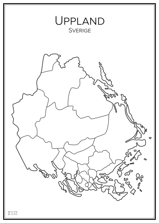 Stadskarta över Uppland