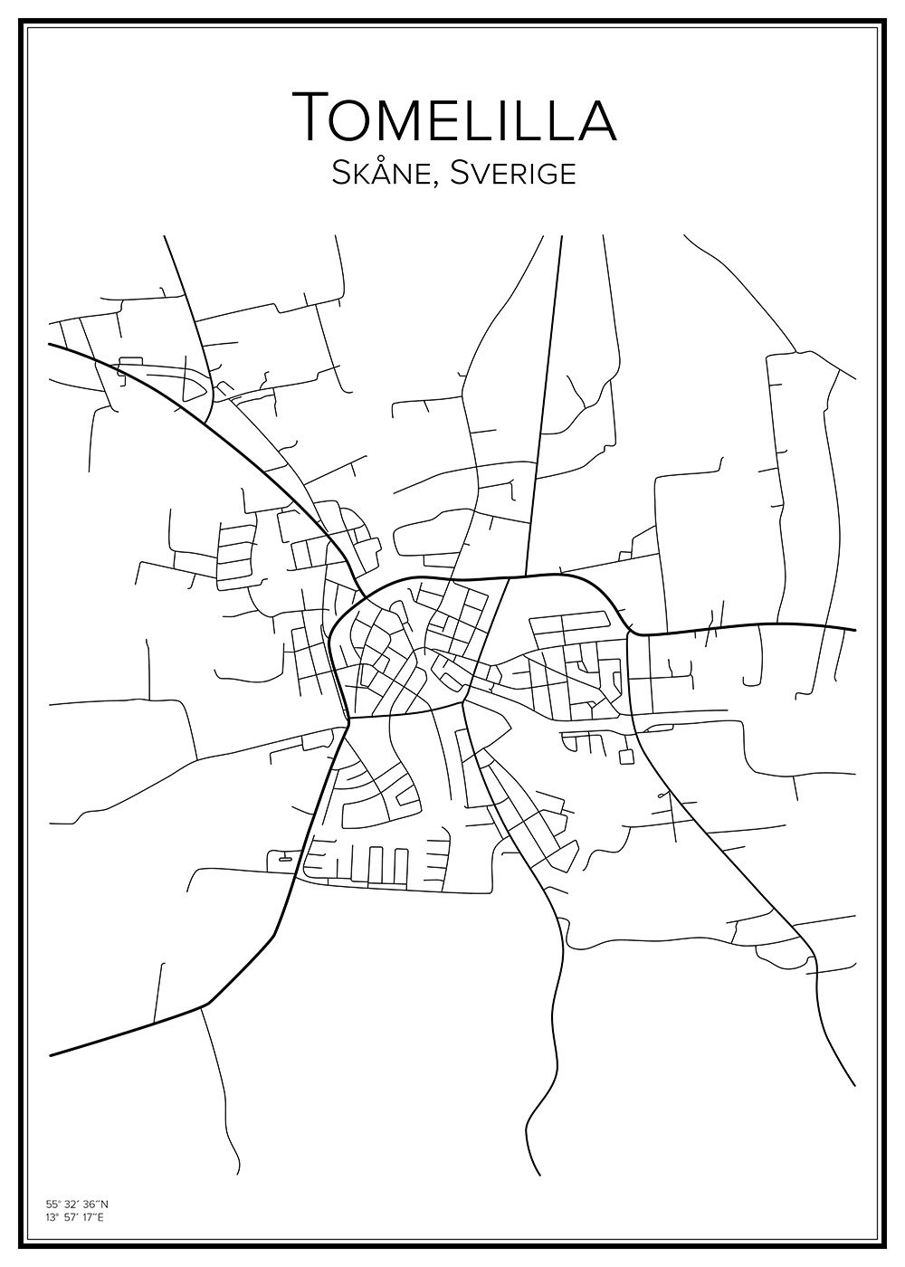 Stadskarta över Tomelilla