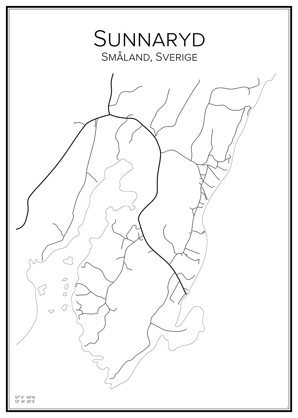 Stadskarta över Sunnaryd