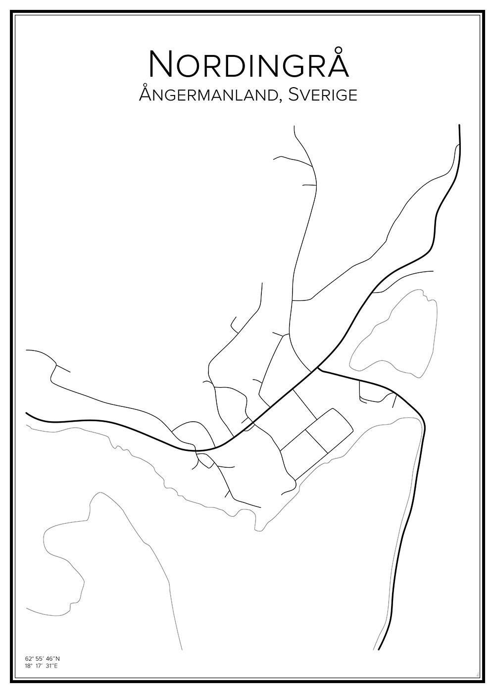 Stadskarta över Nordingrå