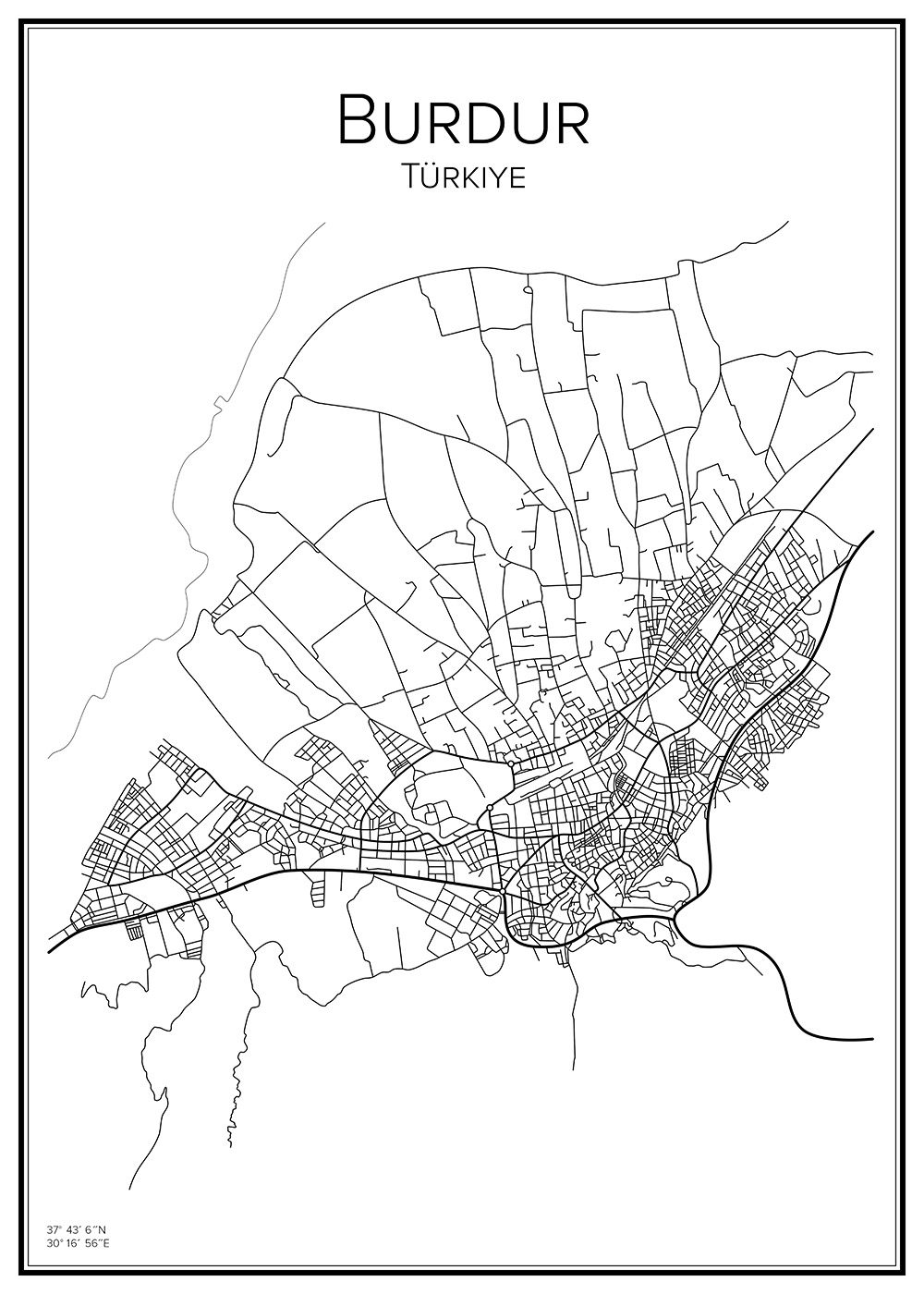Stadskarta över Burdur