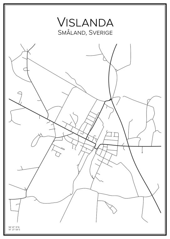 Stadskarta över Vislanda