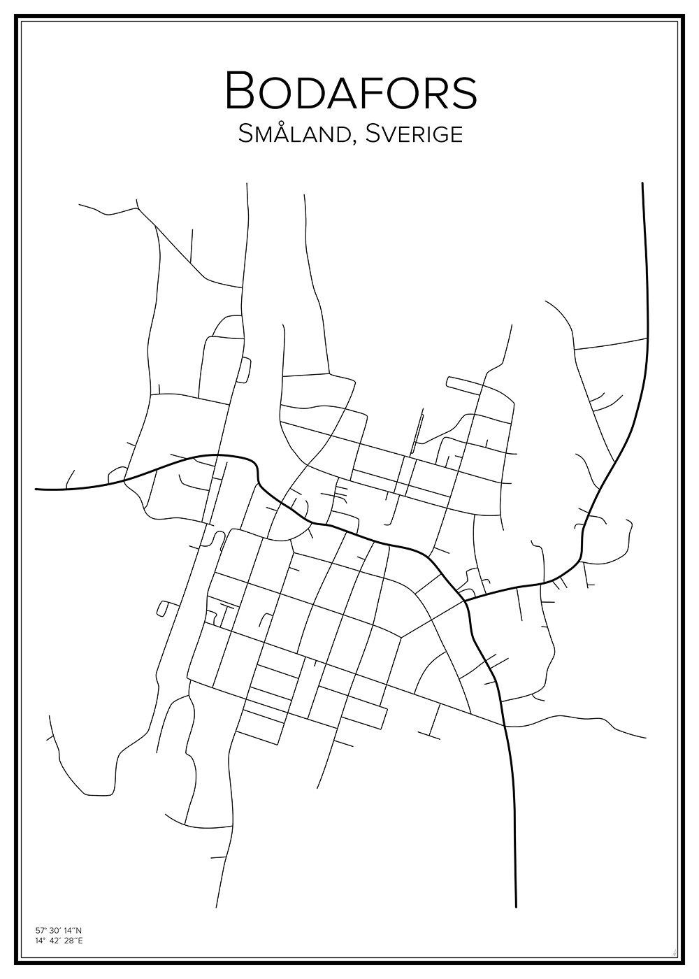 Stadskarta över Bodafors