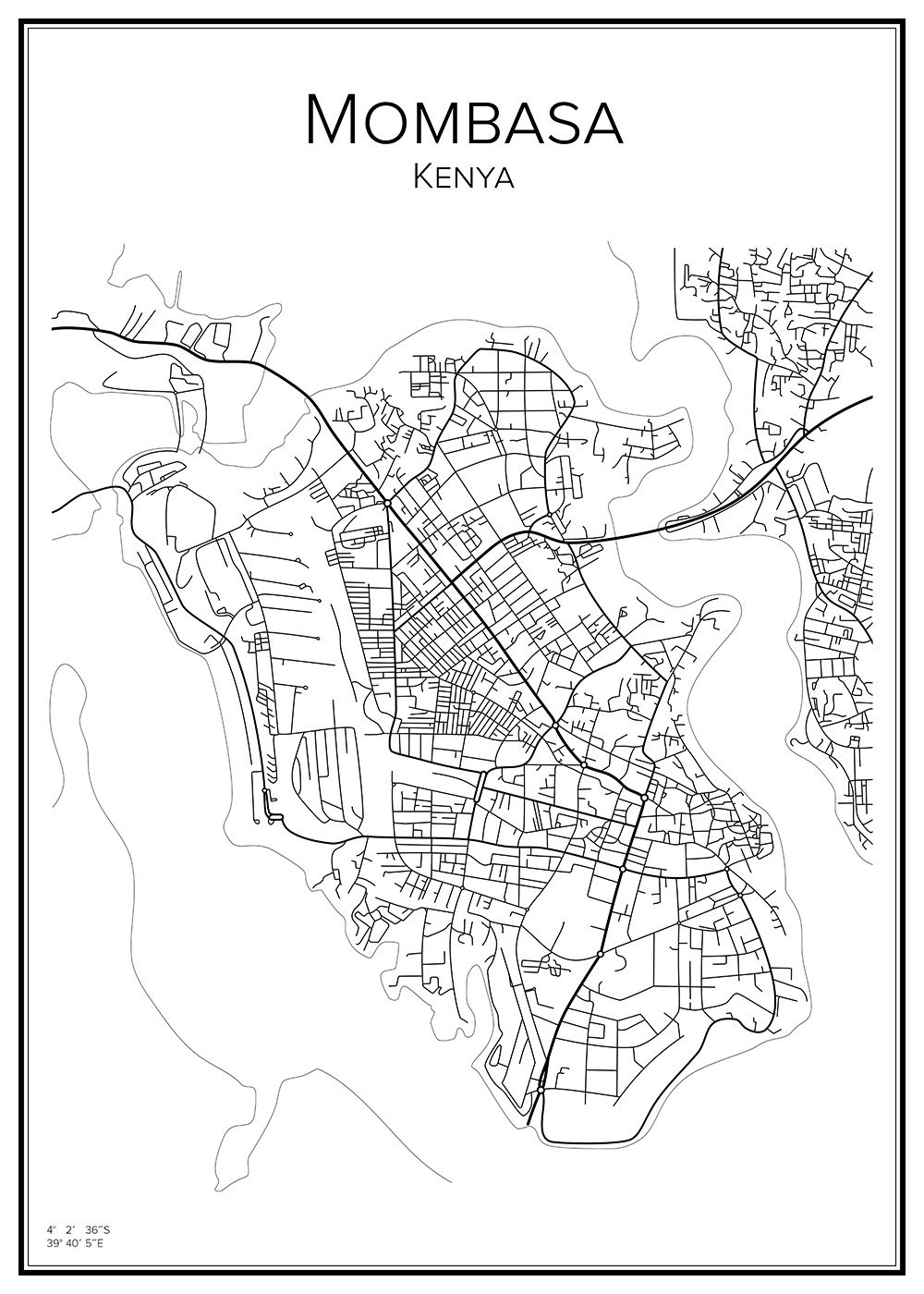 Stadskarta över Mombasa