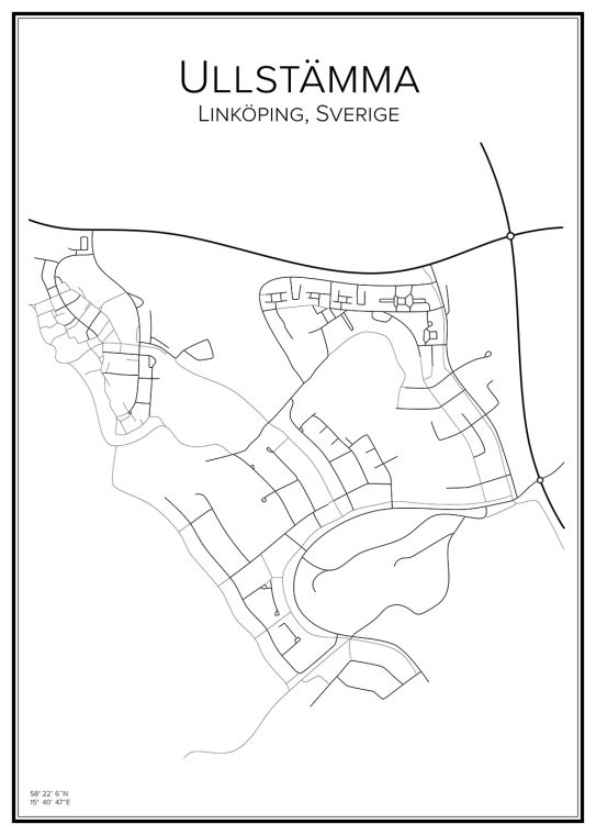 Stadskarta över ullstämma i Linköping