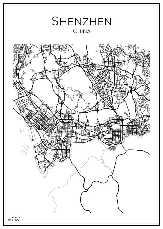 Stadskarta över Shenzhen