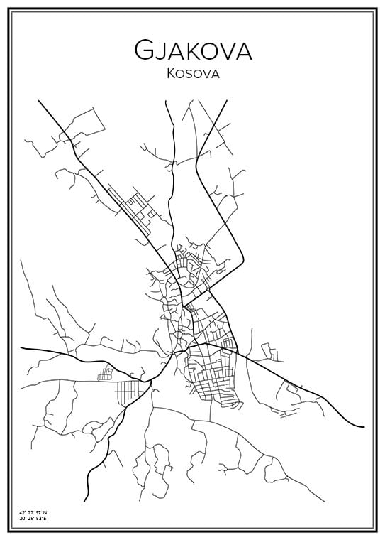 Stadskarta över Gjakova