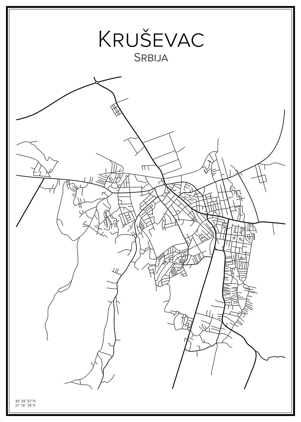 Stadskarta över Krusevac