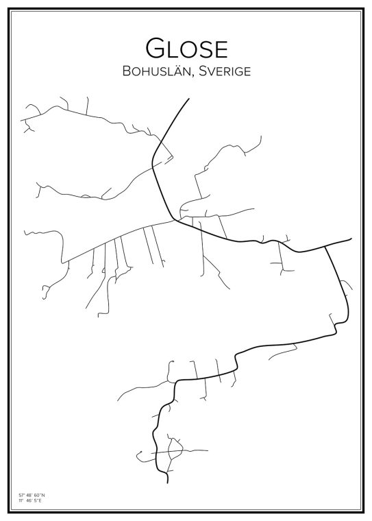 Stadskarta över Glose