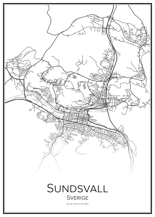 Stadskarta över Sundsvall