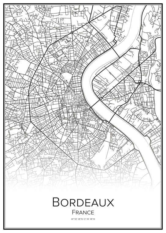 Stadskarta över Bordeaux