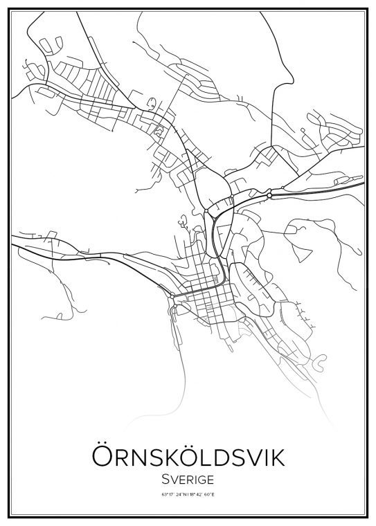 Stadskarta över Örnsköldsvik