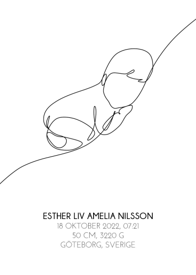 fodelseposter baby namn datum personlig tavla minimalistisk