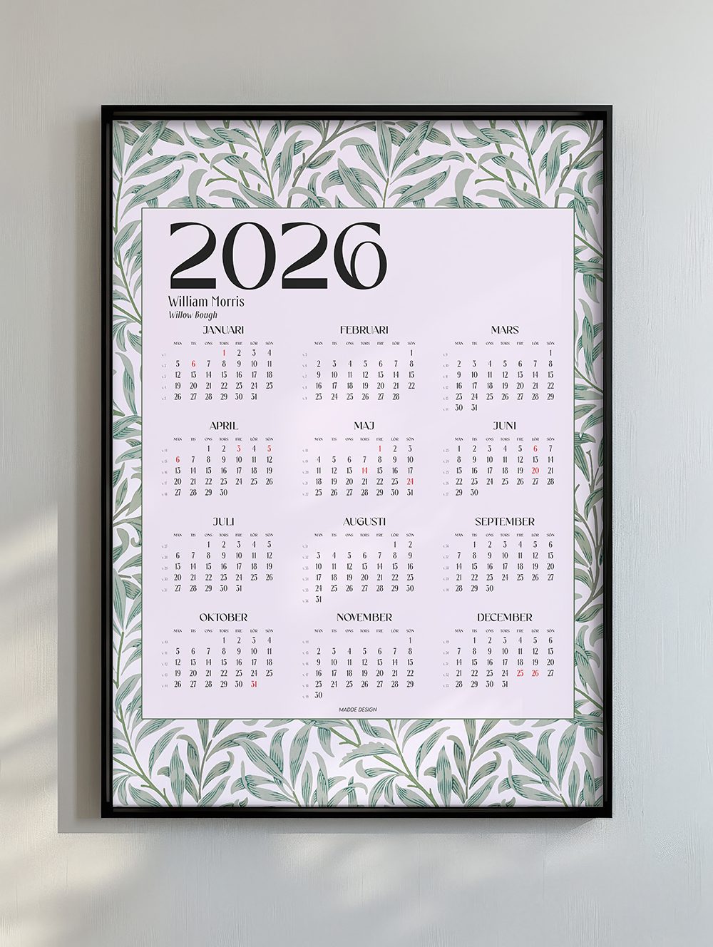 Kalender William Morris Willow Bough 2026