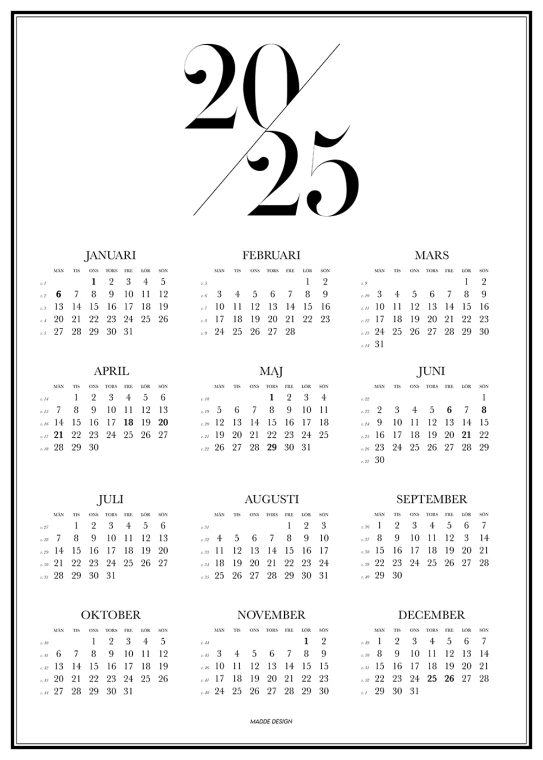Poster kalender 2025
