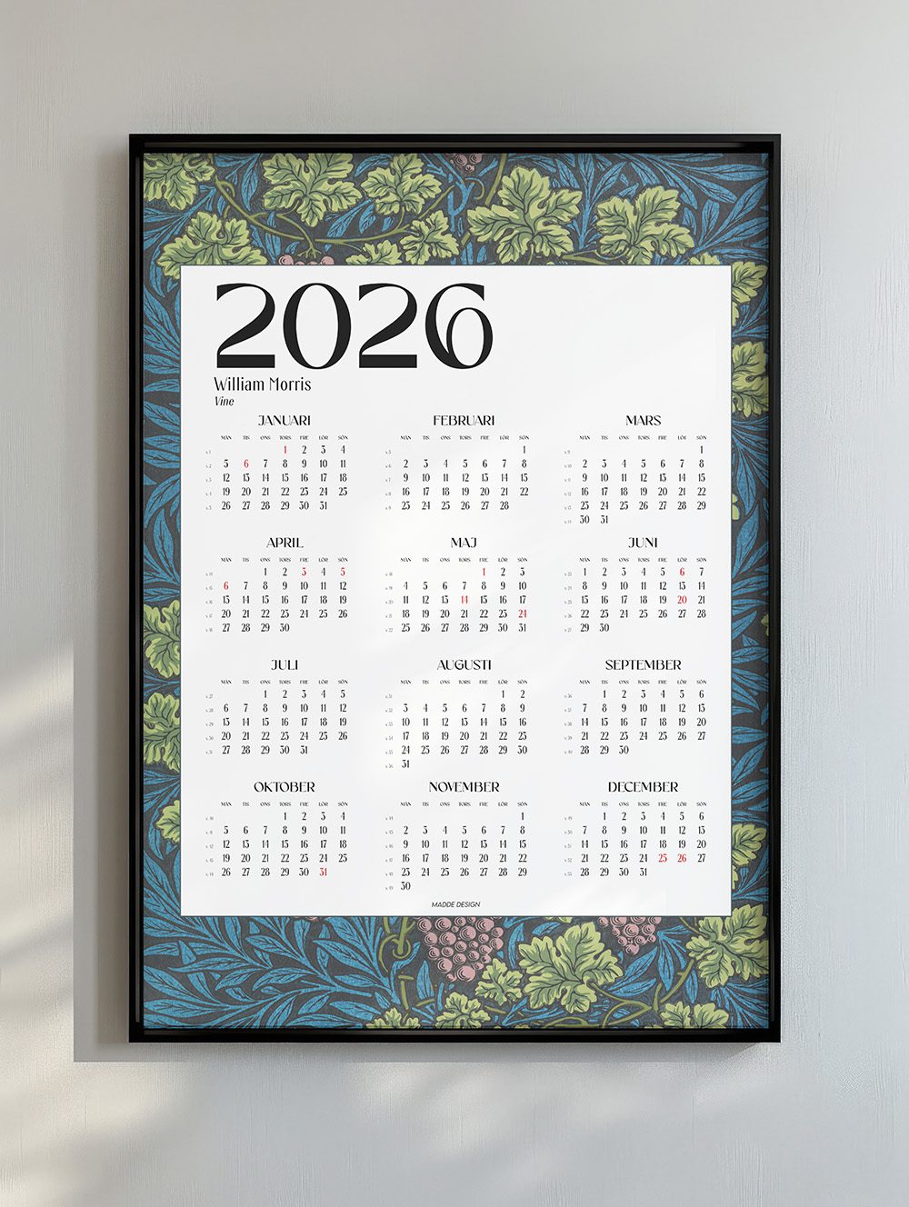 Kalender 2026 William Morris Vine
