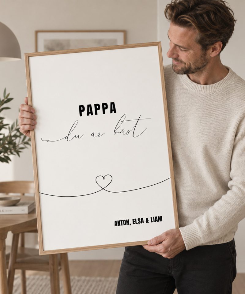 pappa poster personlig line art tavla minimalistisk