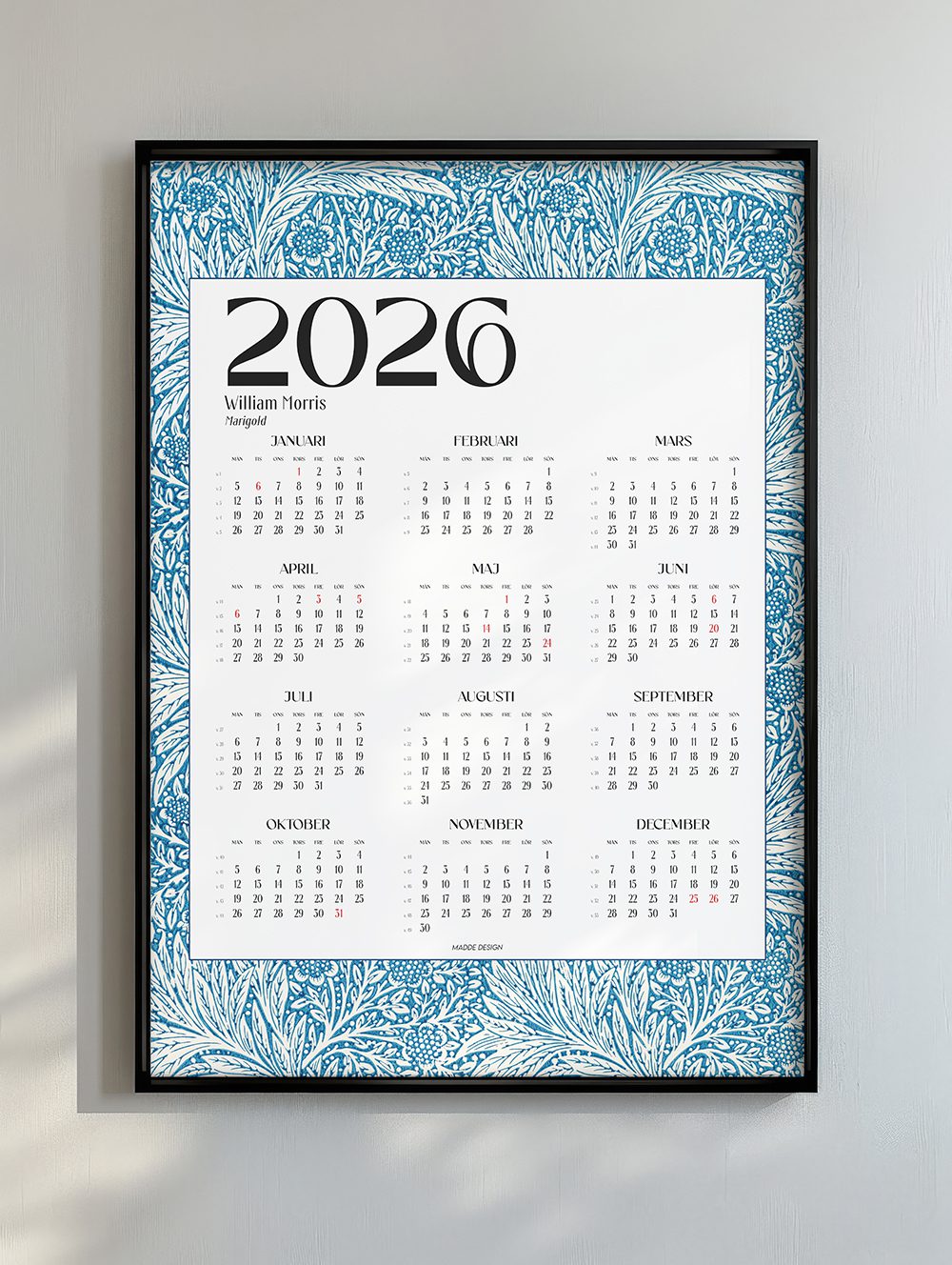 Kalender William Morris Marigold 2026 Madde Design
