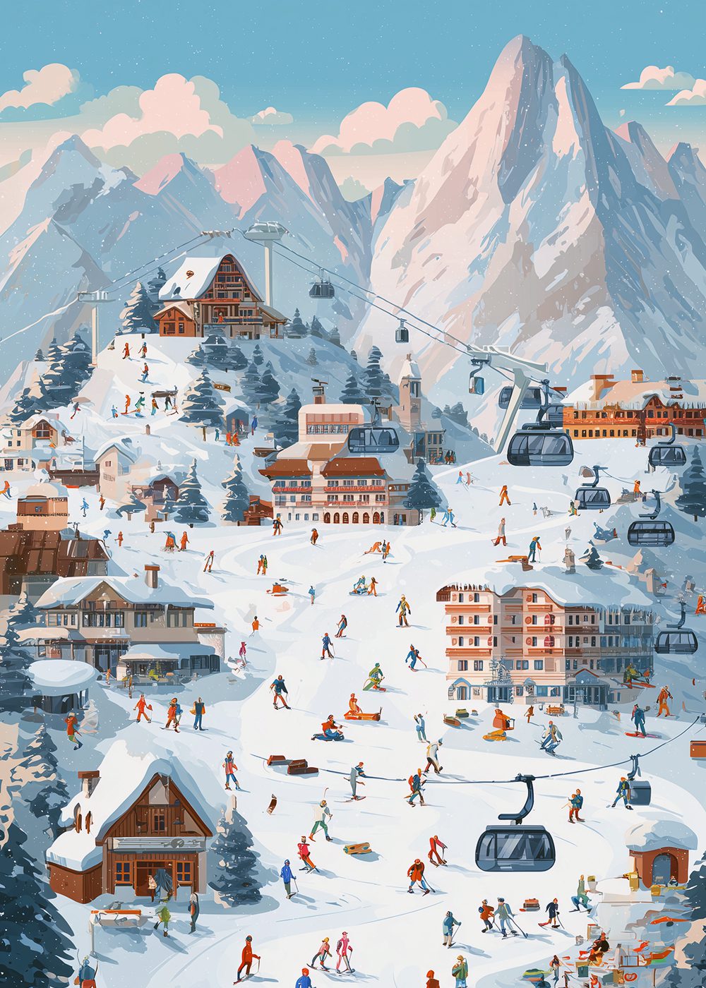 Alpine Ski Resort Vinterlandskap Poster