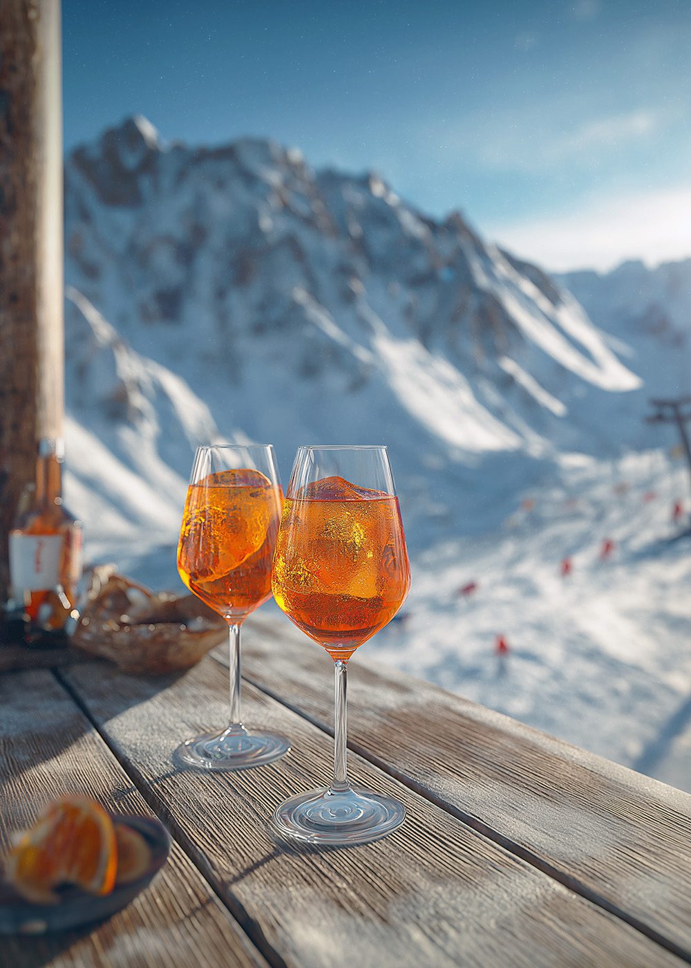 Aperol in the Alps Poster Vinterposter skidmotiv