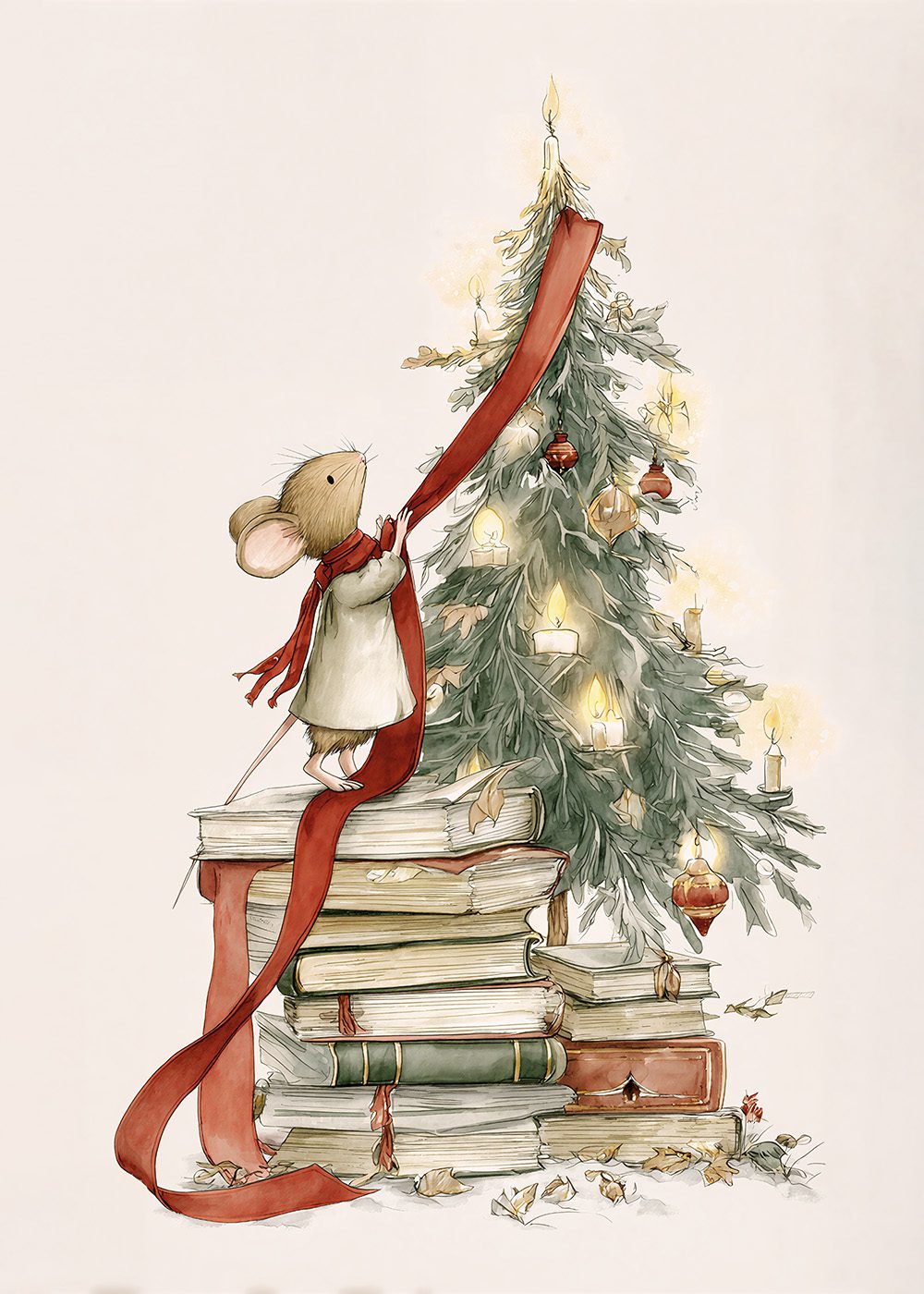 Christmas Mouse Decorating Tree Barnposter