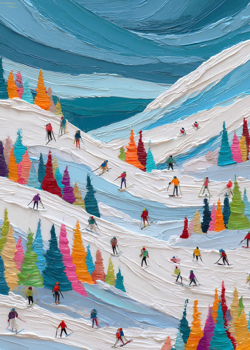 Colorful Winter Slopes Vinterfest Poster Poster Vinterposter skidmotiv