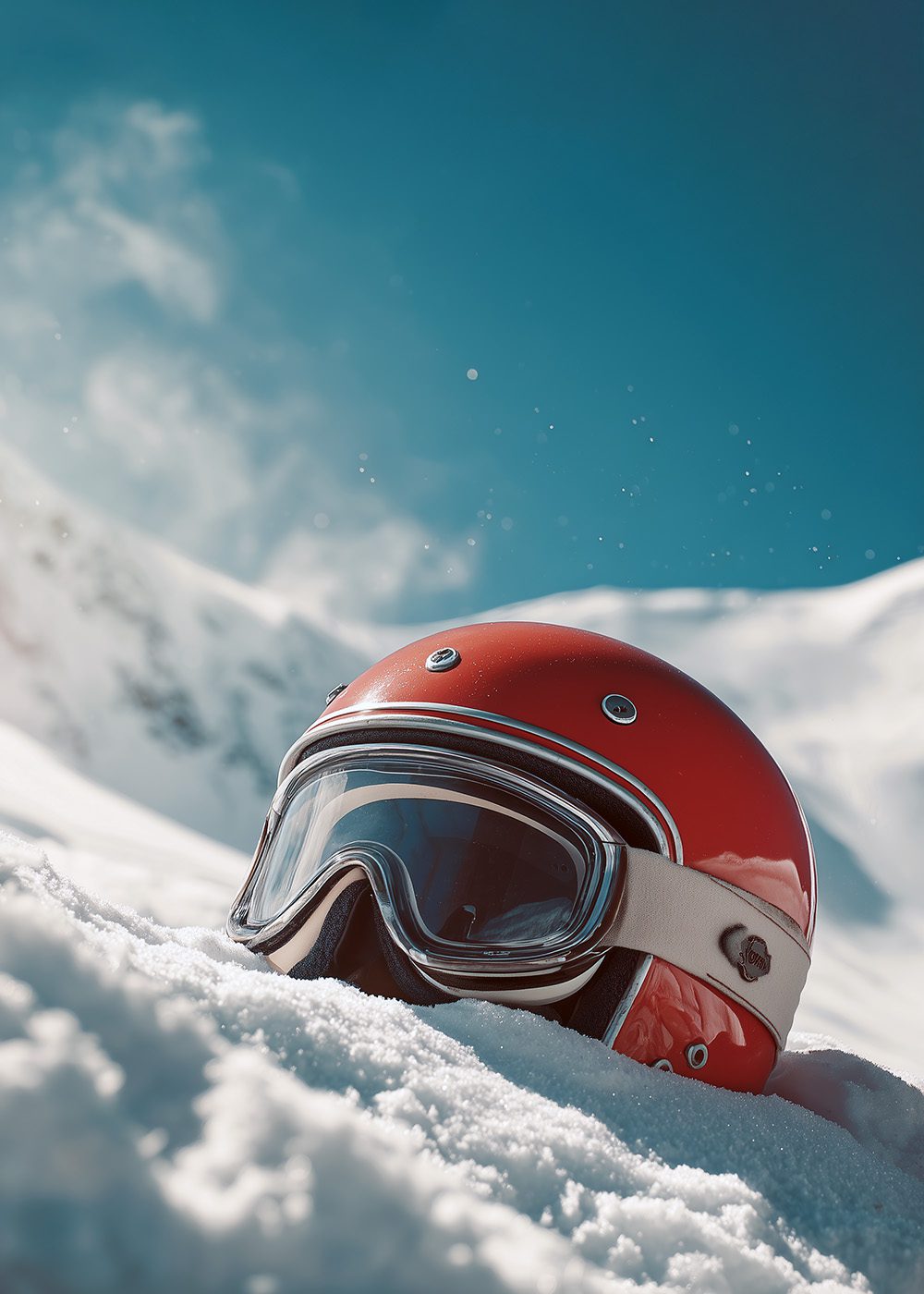 Helmet in Snow Poster Vinterposter skidmotiv