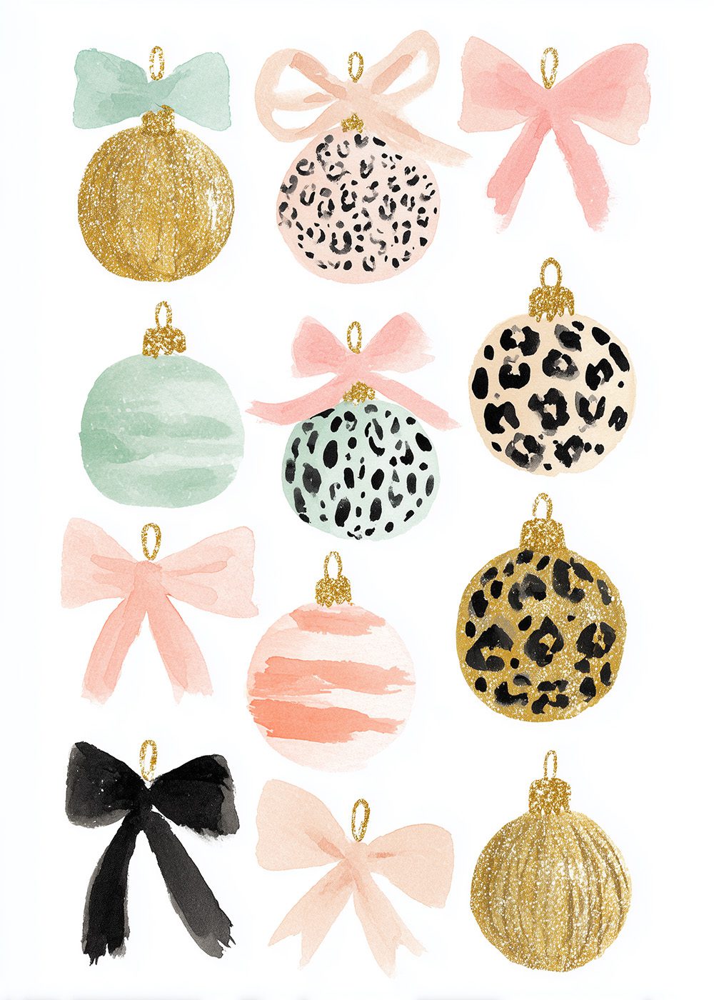 Holiday Ornaments Mix Poster