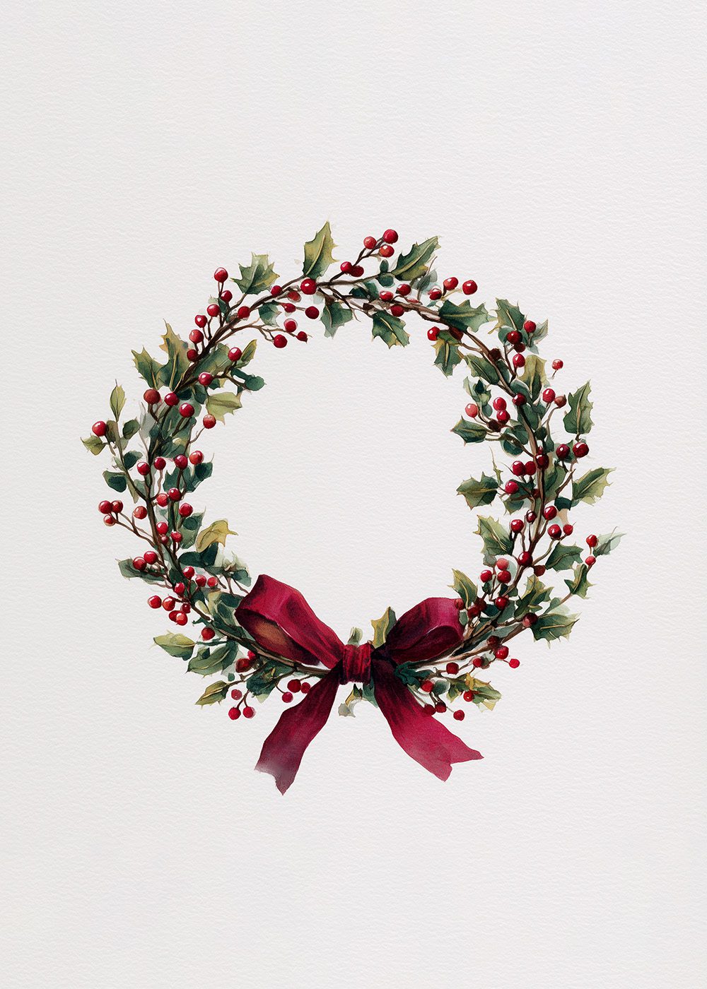 Julkrans med röd rosett och bär Poster