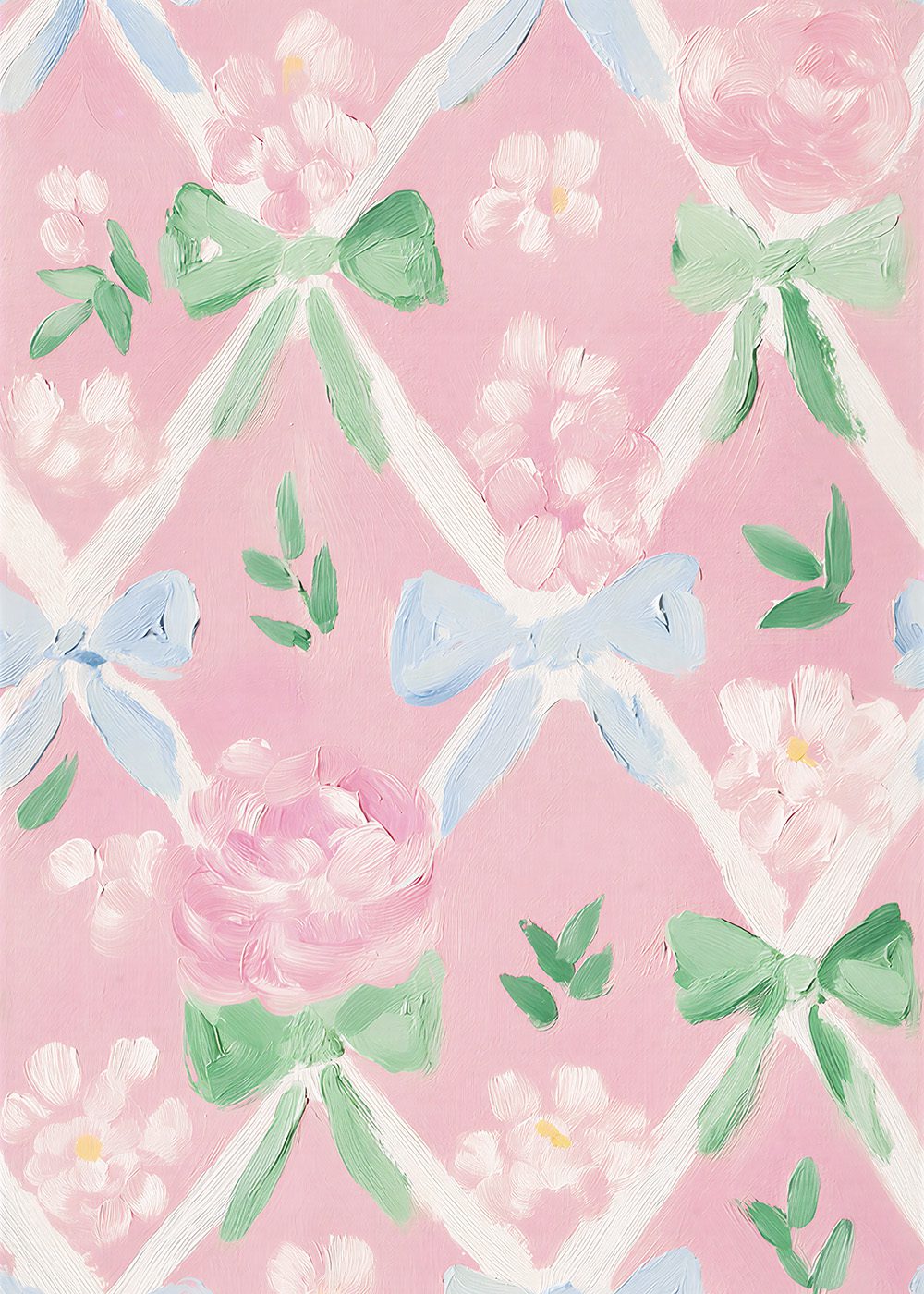 Pink Floral Bow Pattern Barnposter