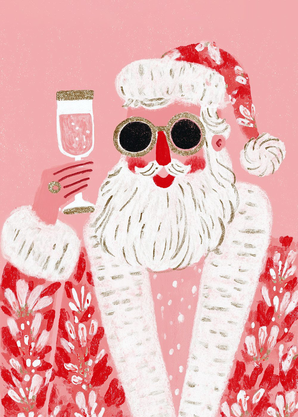 Santa Cheers Poster Vinterposter skidmotiv