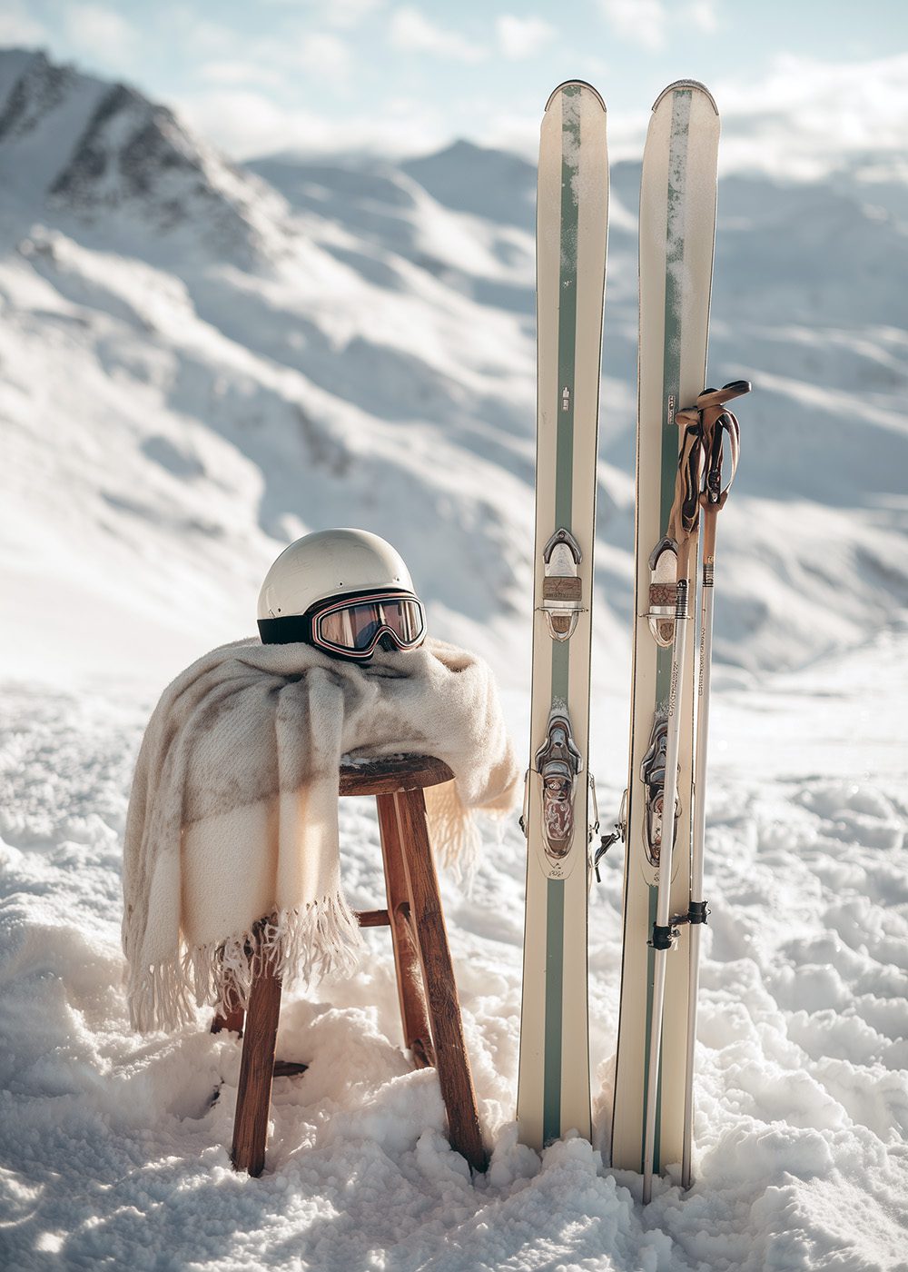 Vintage Skis Poster Vinterposter skidmotiv