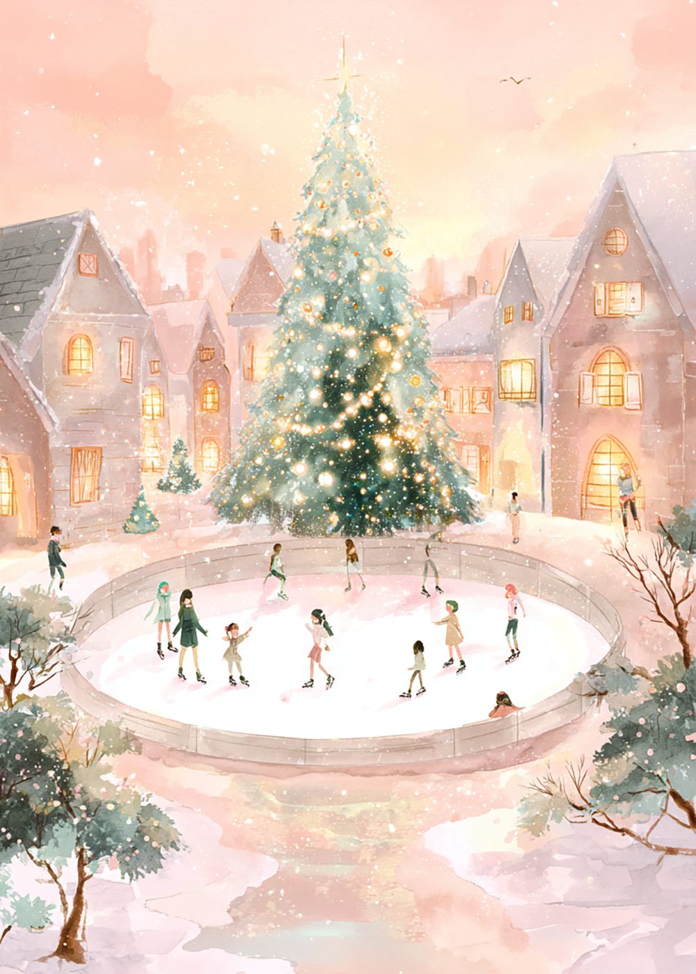 Winter Ice Skating Poster Barnposter