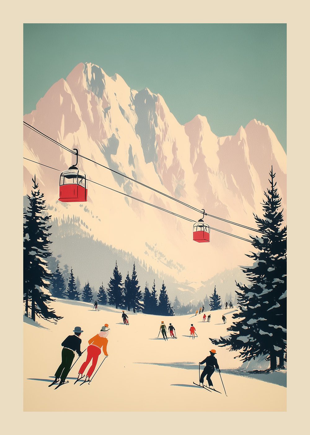 retro skidposter Poster Vinterposter skidmotiv