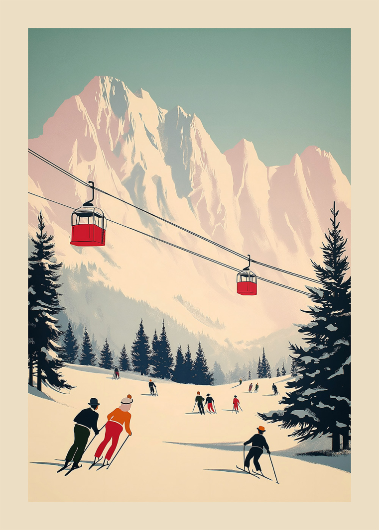 retro skidposter Poster Vinterposter skidmotiv