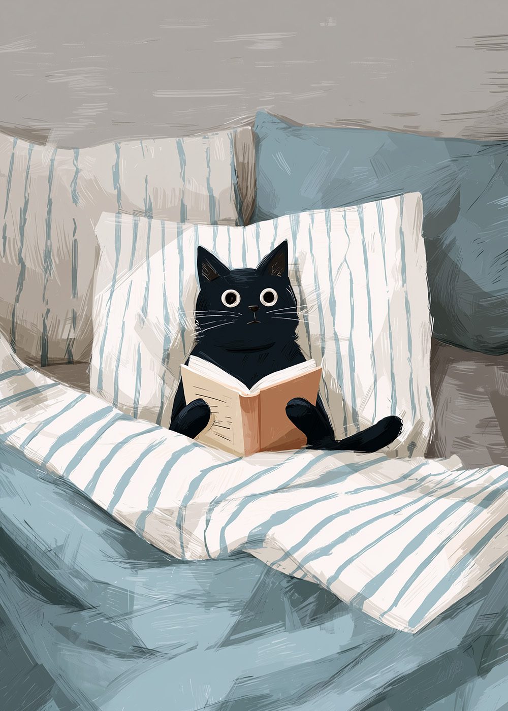 Bedtime Reader Cat Poster kattposter