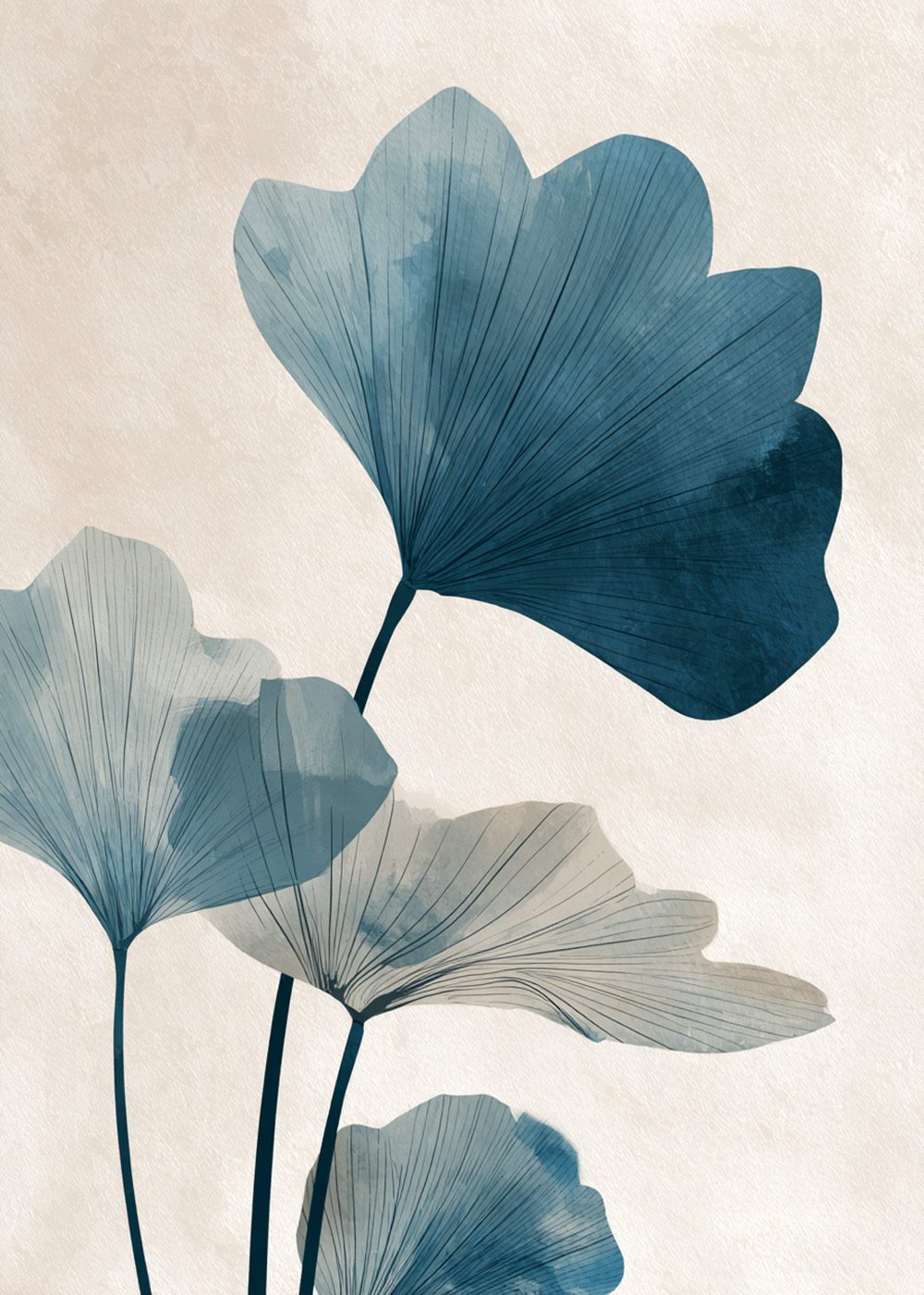 Blue Ginkgo Leaves Poster
