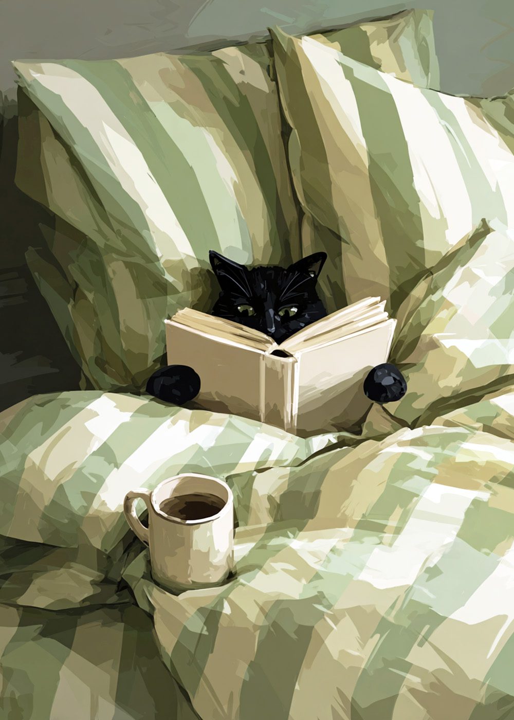 Cozy Reader Cat Poster kattposter