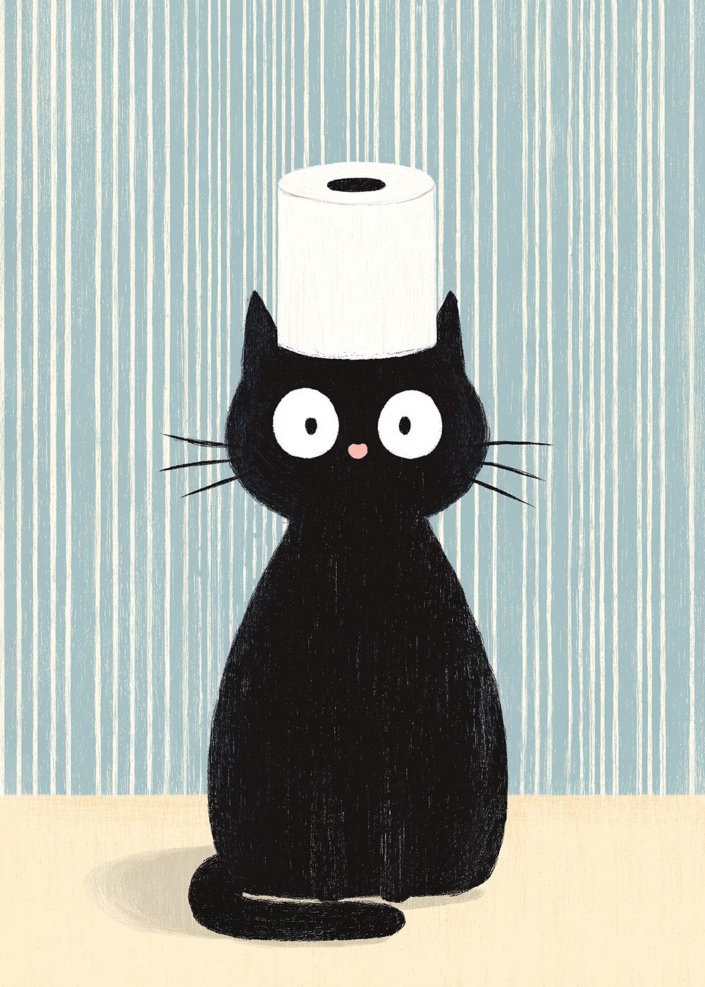 Toilet Paper Cat Poster Grafisk kattposter