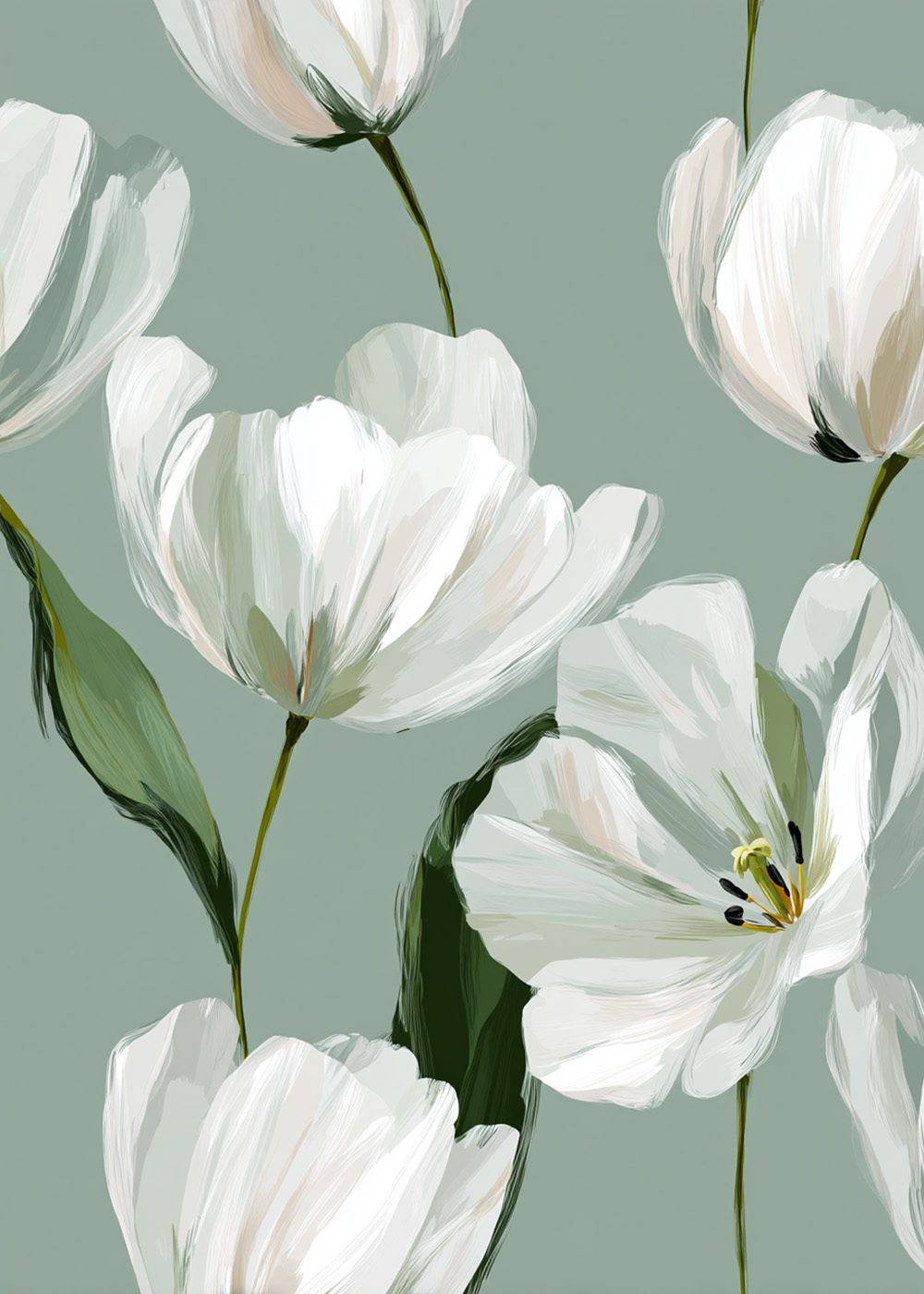 White Tulips 1 Poster