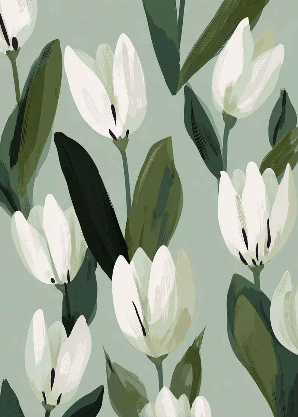 White Tulips 2 Poster