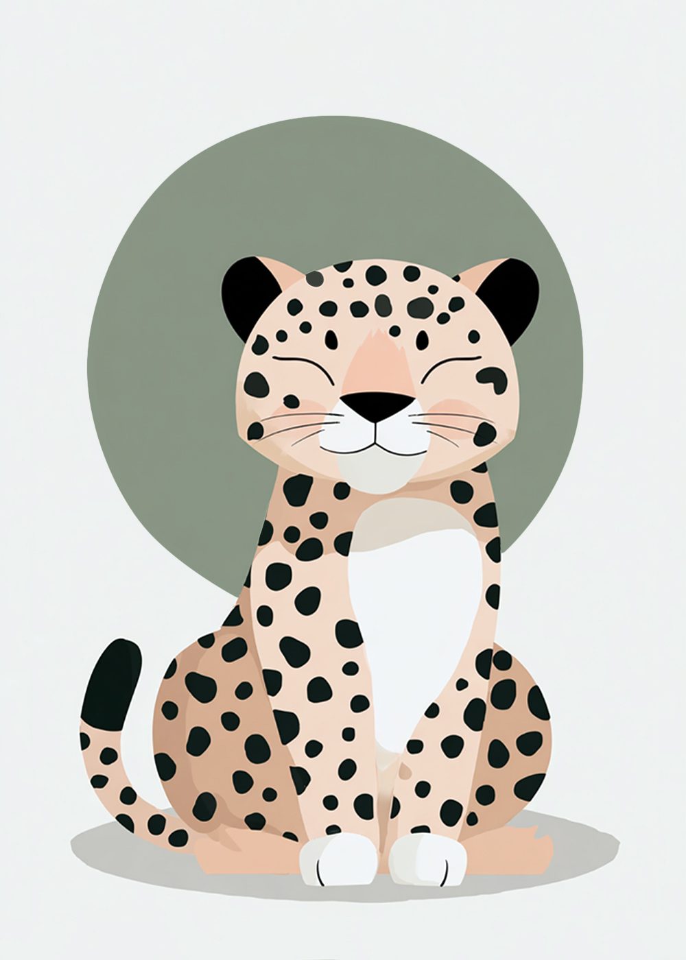 Little Leopard barnposter med illustrerad leopard mot grön cirkelbakgrund, perfekt för barnrum.