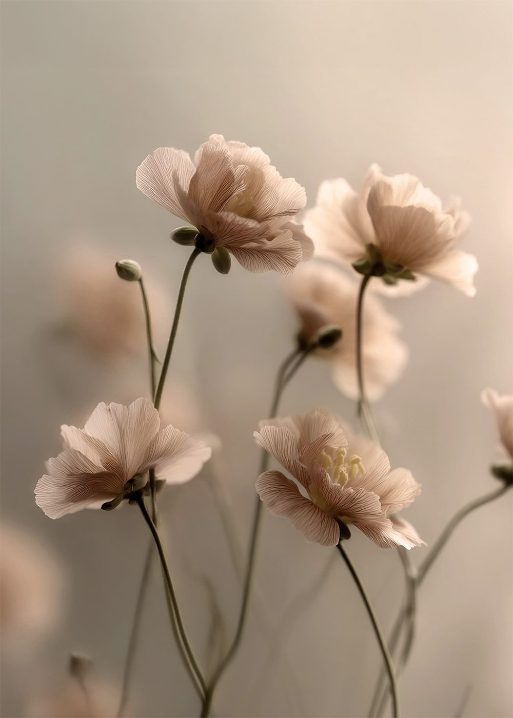 Puderrosa Ängsblommor i närbild mot suddig bakgrund, vårposters, botaniska posters.