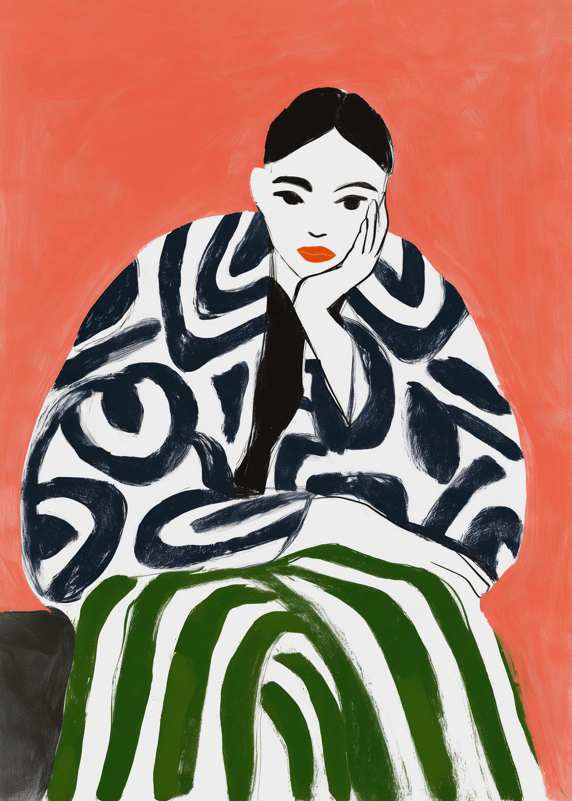 Abstract Pattern Woman Poster med minimalistiskt och modernt abstrakt motiv i starka färger. Perfekt för fashion posters.