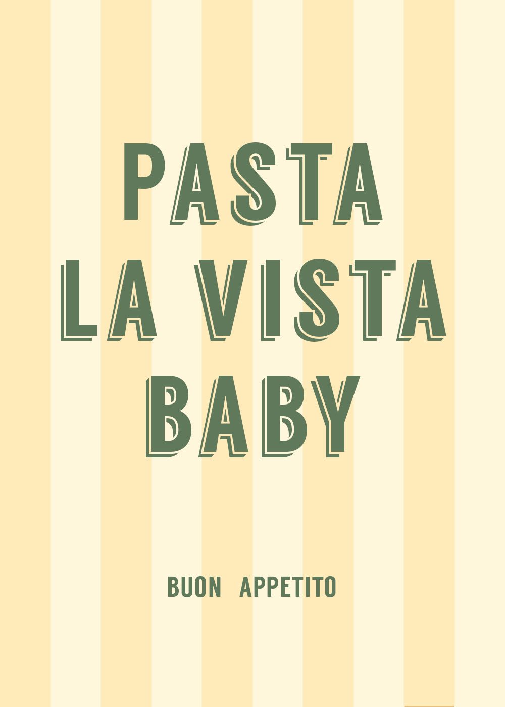 Pasta La Vista Baby Poster i retrostil med texten 