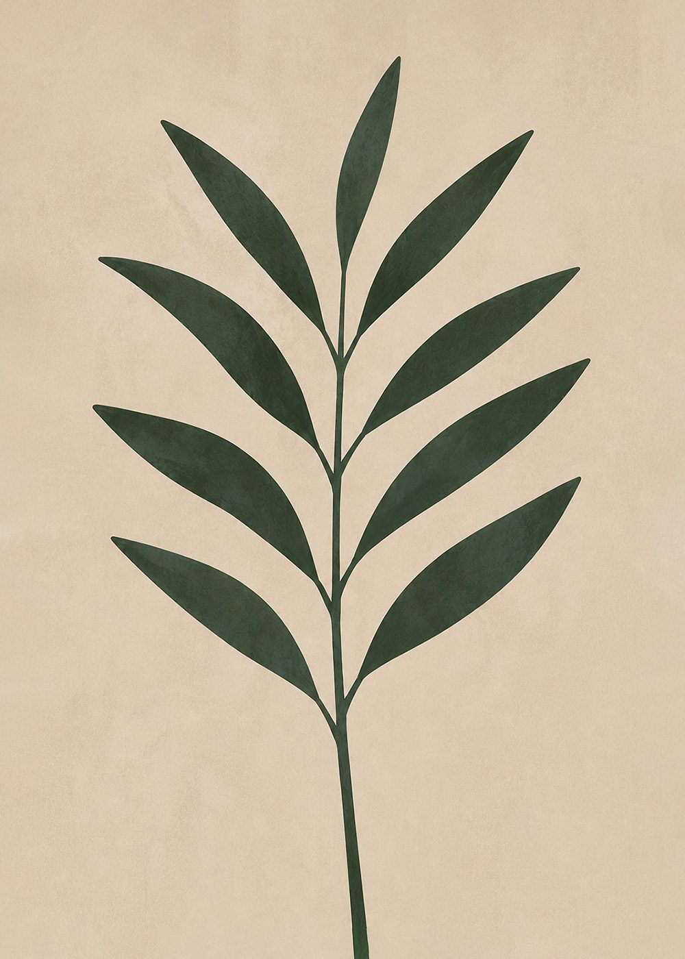 Olivkvist Minimalism Poster med grön kvist på beige bakgrund, perfekt för sommar- och vårinredning.